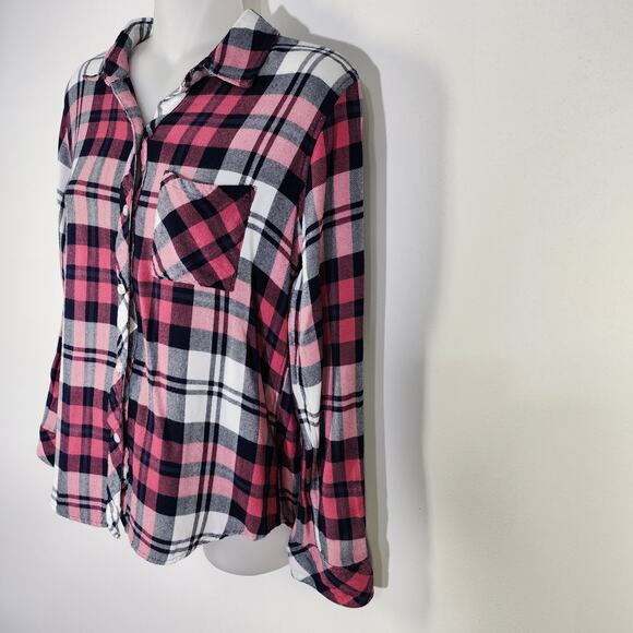 Rails Hunter Plaid Long Sleeve Button Up Shirt Mulberry White Indigo Small Soft - Picture 5 of 12